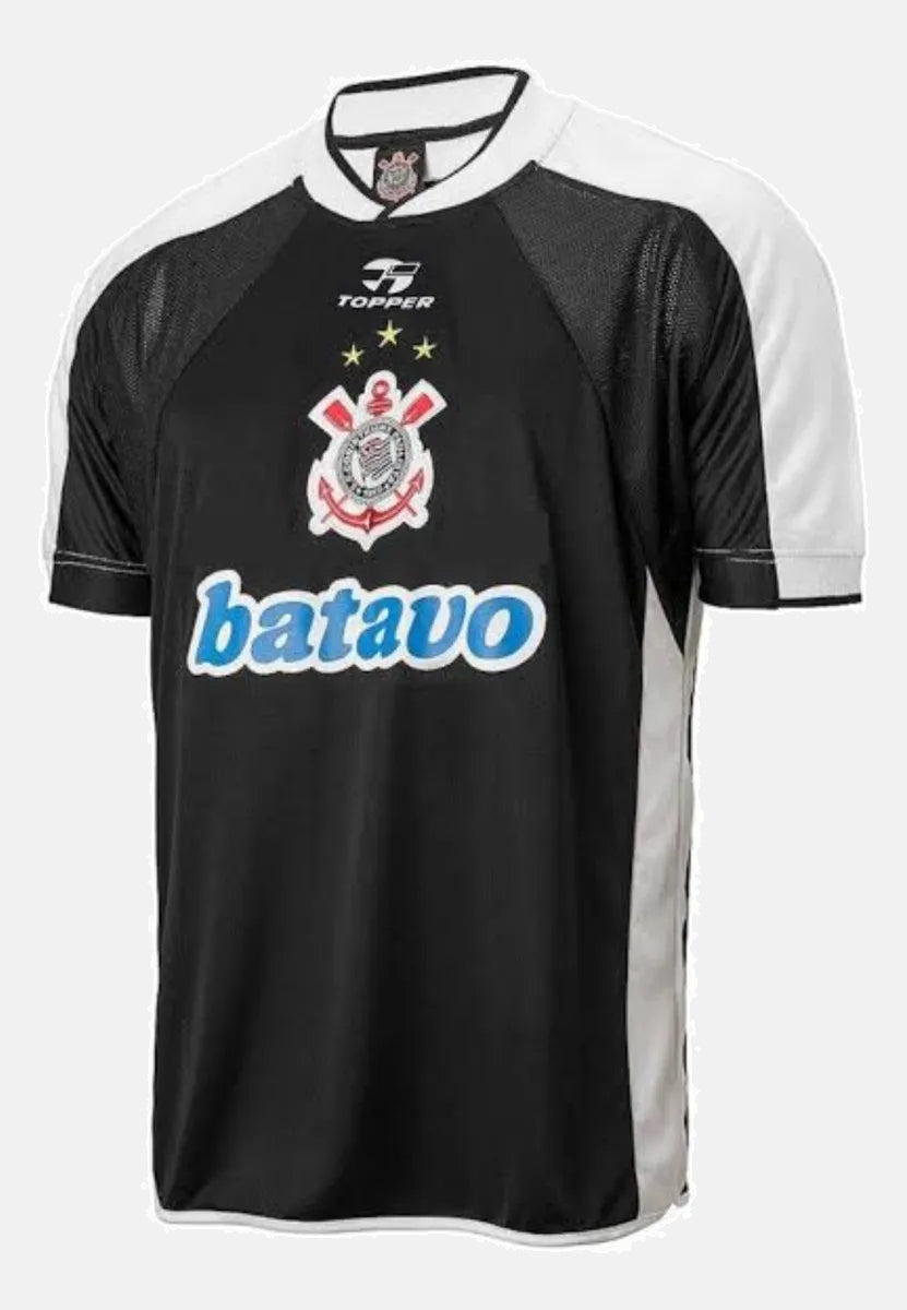 Camisa Corinthians Retrô 2000 Topper Masculina - Preta e Branca