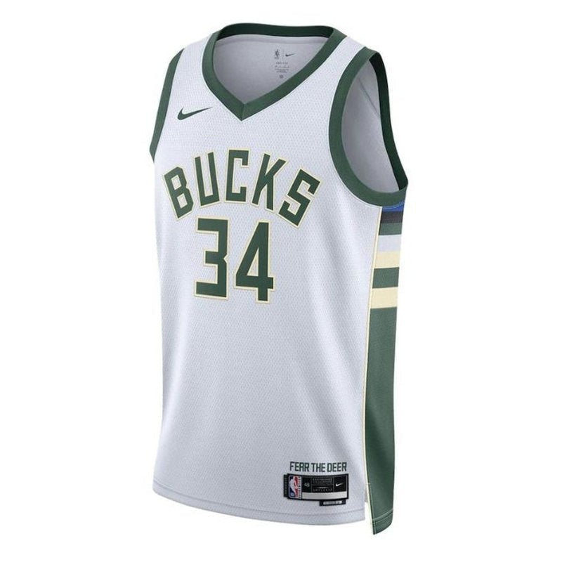 camisa-nba-giannis-antetokounmpo-milwaukee-bucks-2023-edição-associação-branco-2