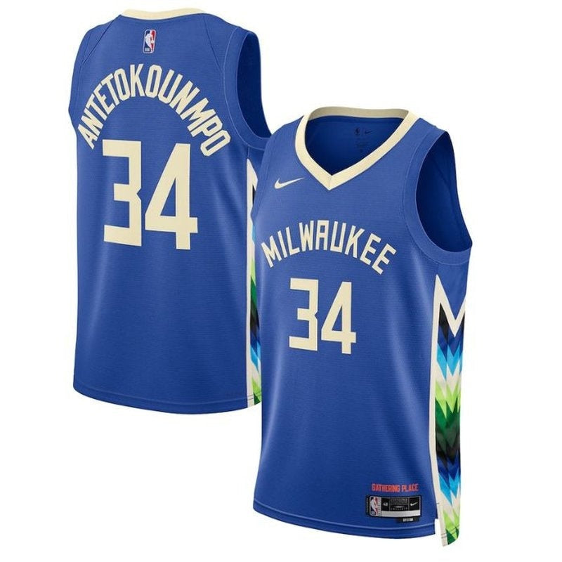 camisa-nba-giannis-antetokounmpo-milwaukee-bucks-2023-edição-cidade-retrô-1