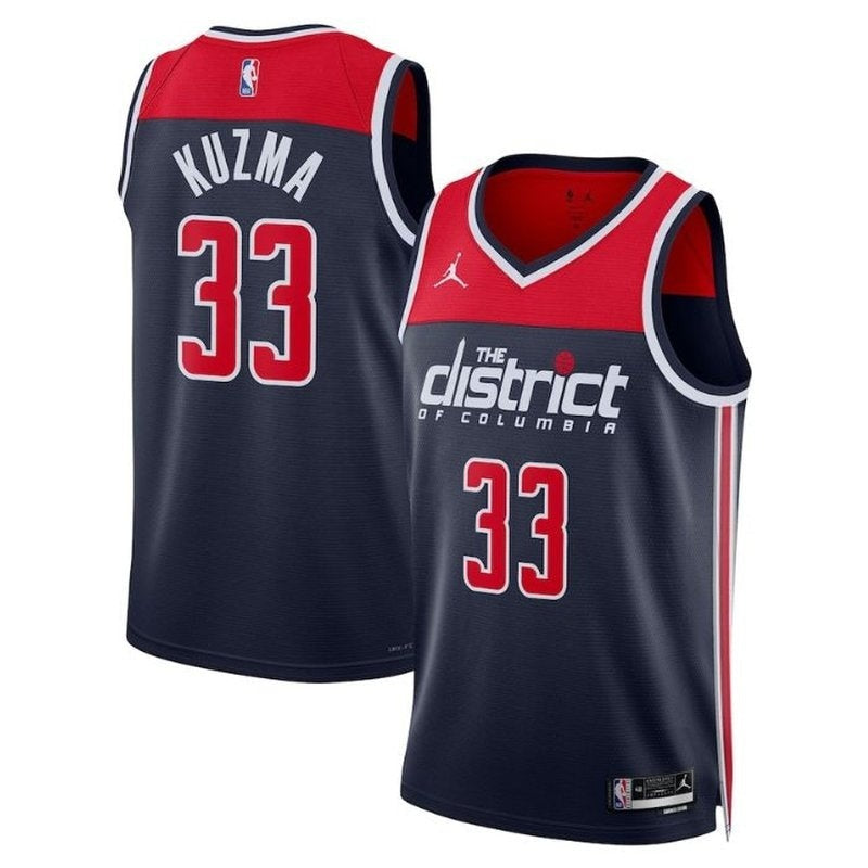 camisa-nba-kyle-kuzma-washington-wizards-2023-edição-de-impacto-azul-marinho-1