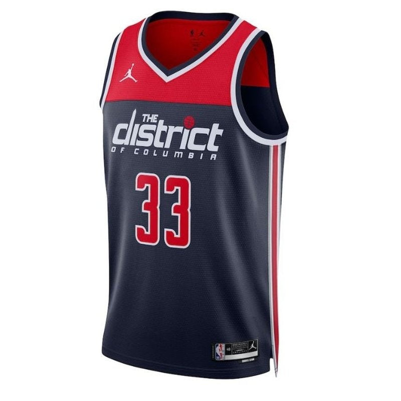 camisa-nba-kyle-kuzma-washington-wizards-2023-edição-de-impacto-azul-marinho-2