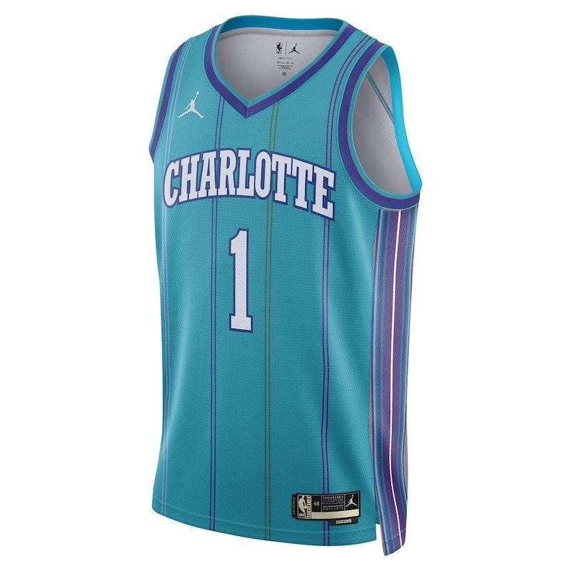camisa-nba-lamelo-ball-charlotte-hornets-jordan-brand-23-24-edição-clássica-azul-petróleo-2