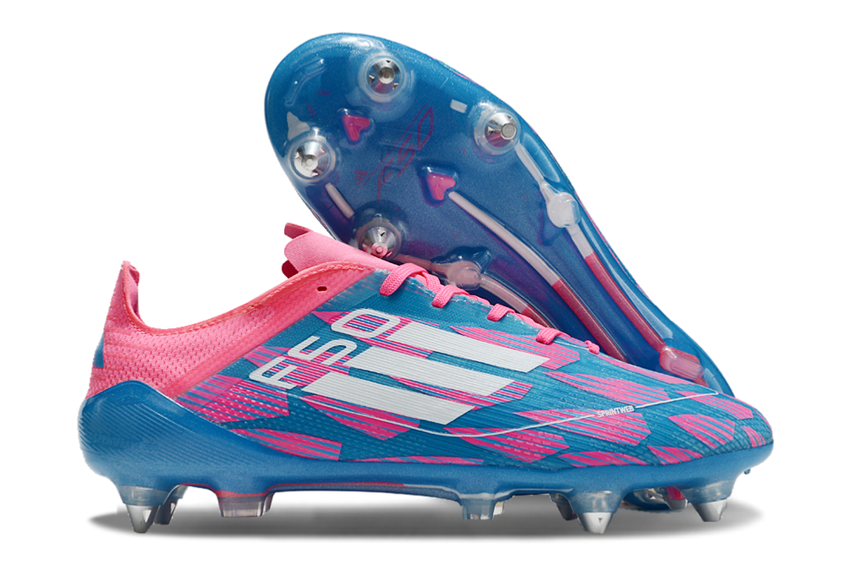 chuteira-campo-adidas-f50-ponta-de-aluminio-rosa-azul-e-branca-reemergence-pack-3