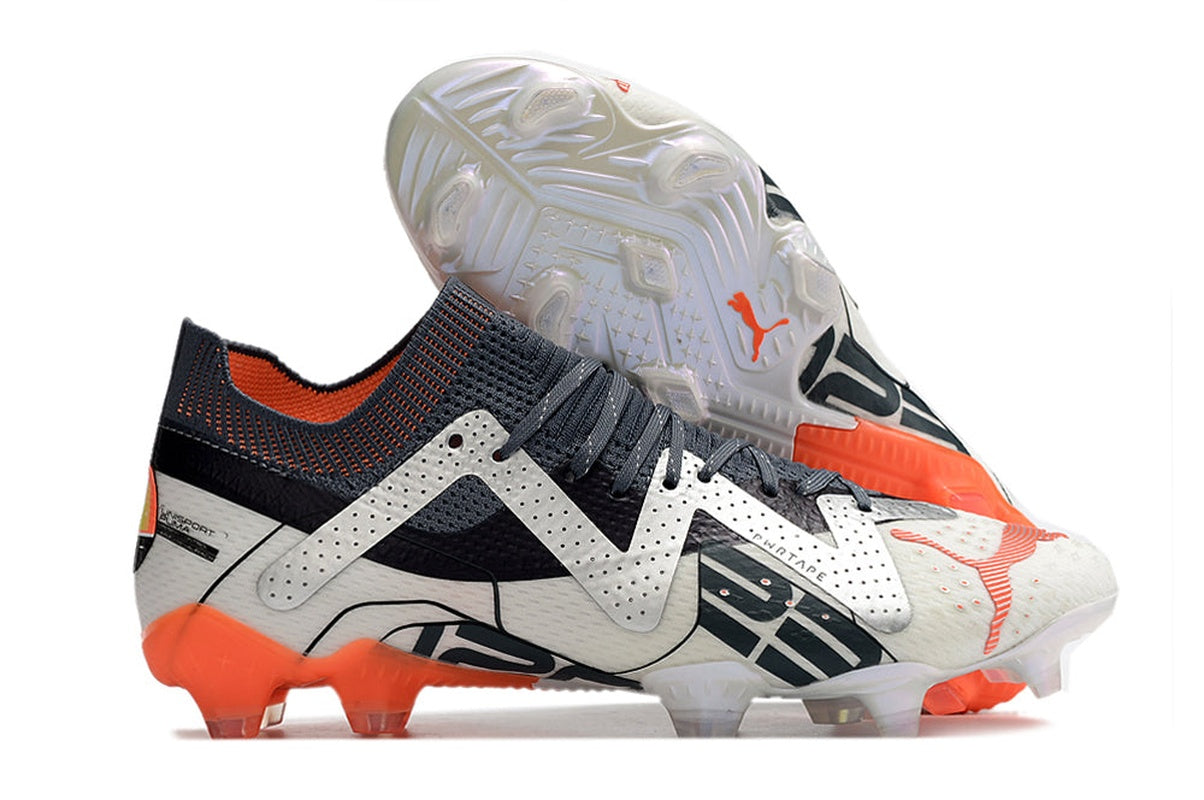 chuteira-campo-puma-future-ultimate-fg-branca-prata-e-laranja-astronaut-pack-3
