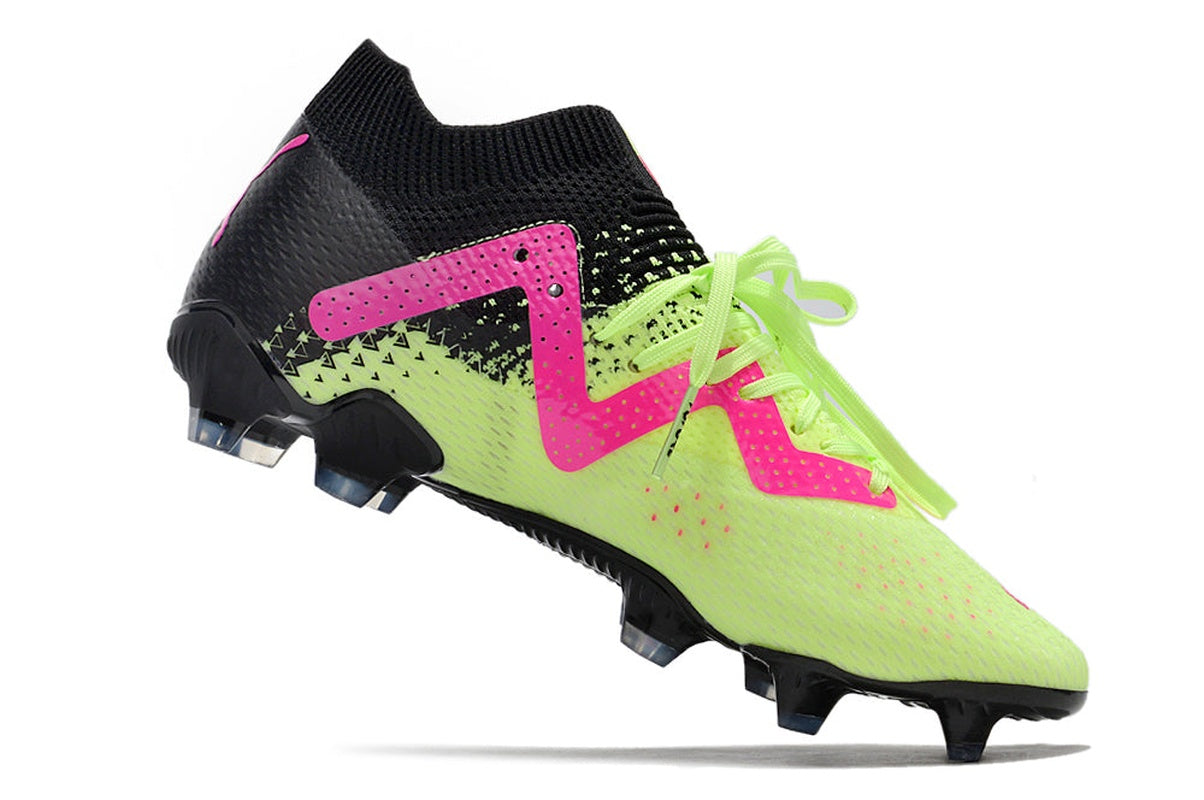 chuteira-campo-puma-future-ultimate-fg-preta-verde-e-rosa-tricks-pack-6