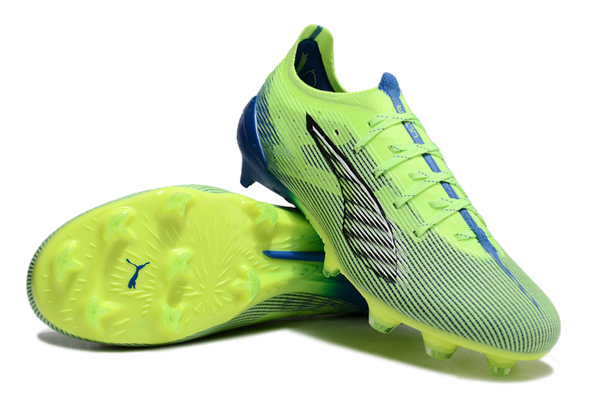 chuteira-campo-puma-ultra-5-ultimate-fg-verde-e-azul-lights-out-pack-5