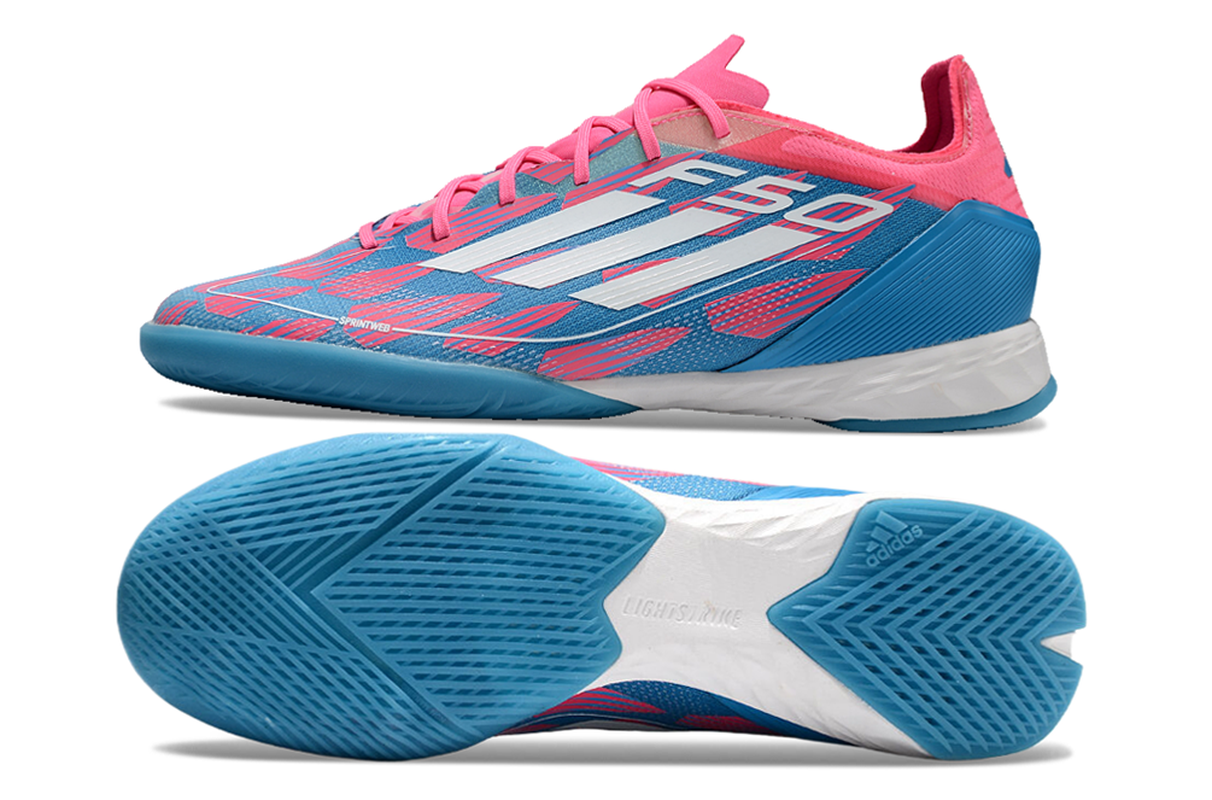 chuteira-futsal-adidas-f50-ic-rosa-azul-e-branca-re-emergence-pack-2