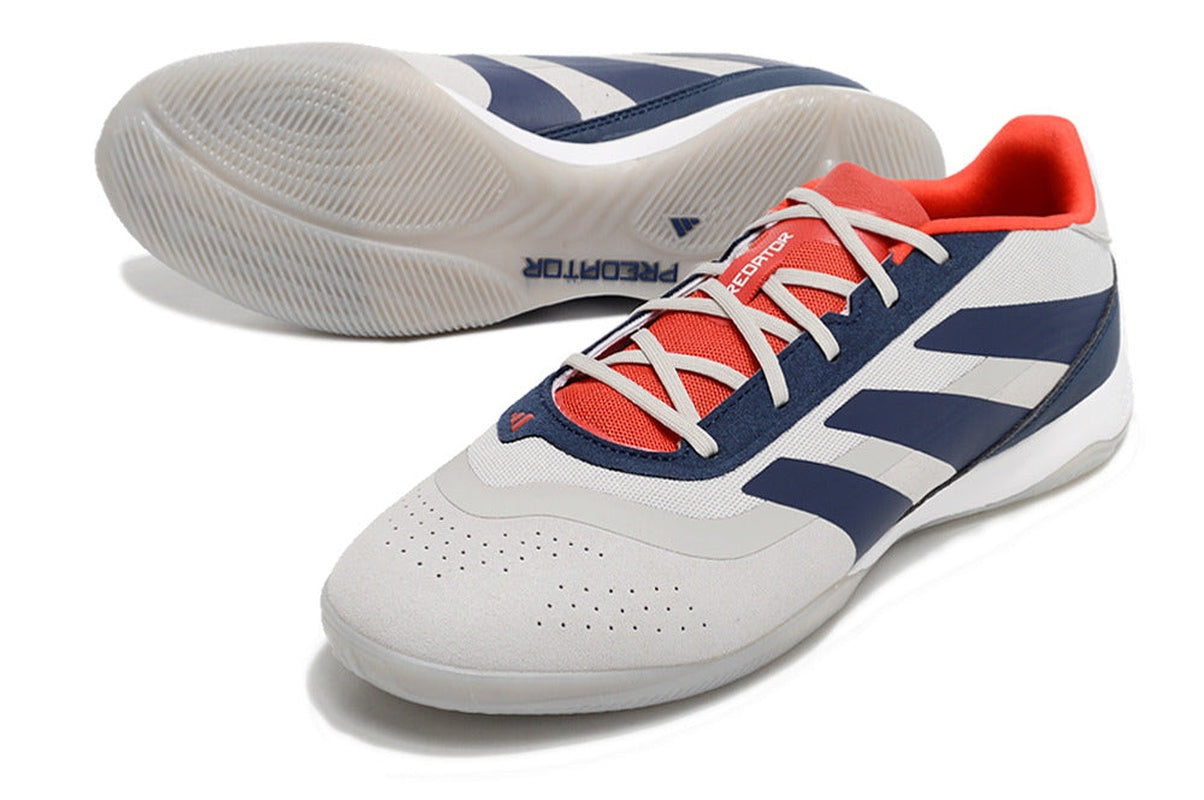 chuteira-futsal-adidas-predator-24-elite-ic-prata-azul-e-vermelho-roteiro-pack-4