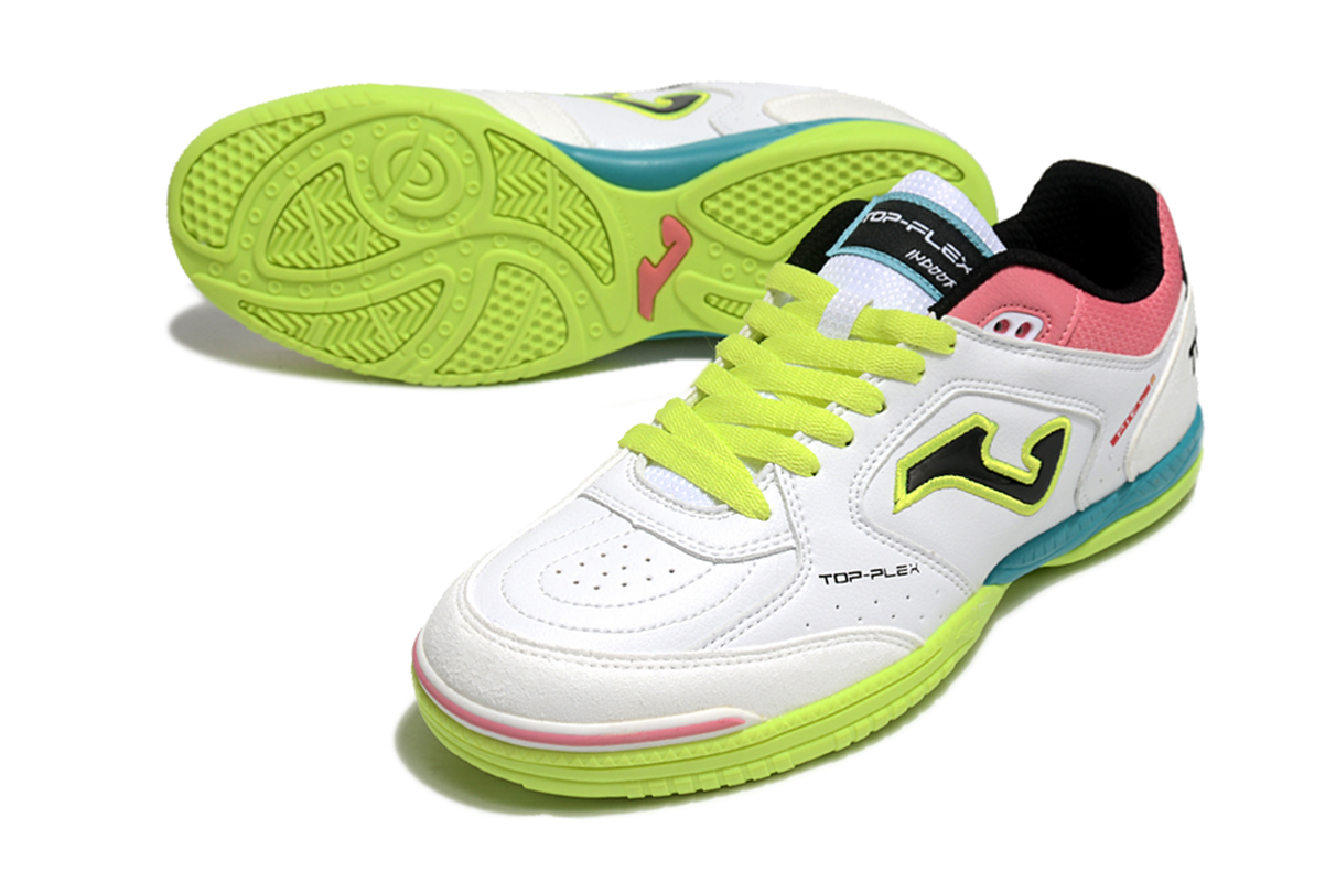 chuteira-futsal-joma-top-flex-rebound-ic-branca-verde-rosa-e-azul-5