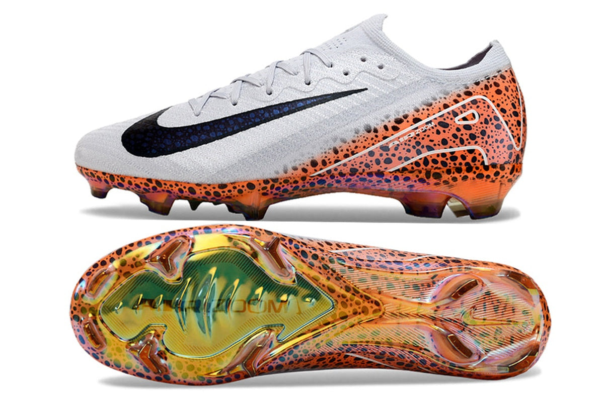 chuteira-infantil-campo-nike-air-zoom-mercurial-vapor-16-elite-fg-branca-laranja-e-preta-eletric-pack-4
