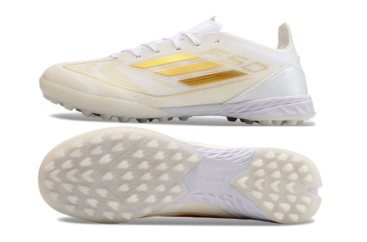 chuteira-infantil-society-adidas-f50-tf-branca-e-dourada-day-spark-pack-3