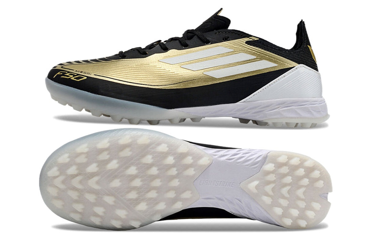 chuteira-infantil-society-adidas-f50-tf-dourada-e-preta-triunfo-dorado-pack-3