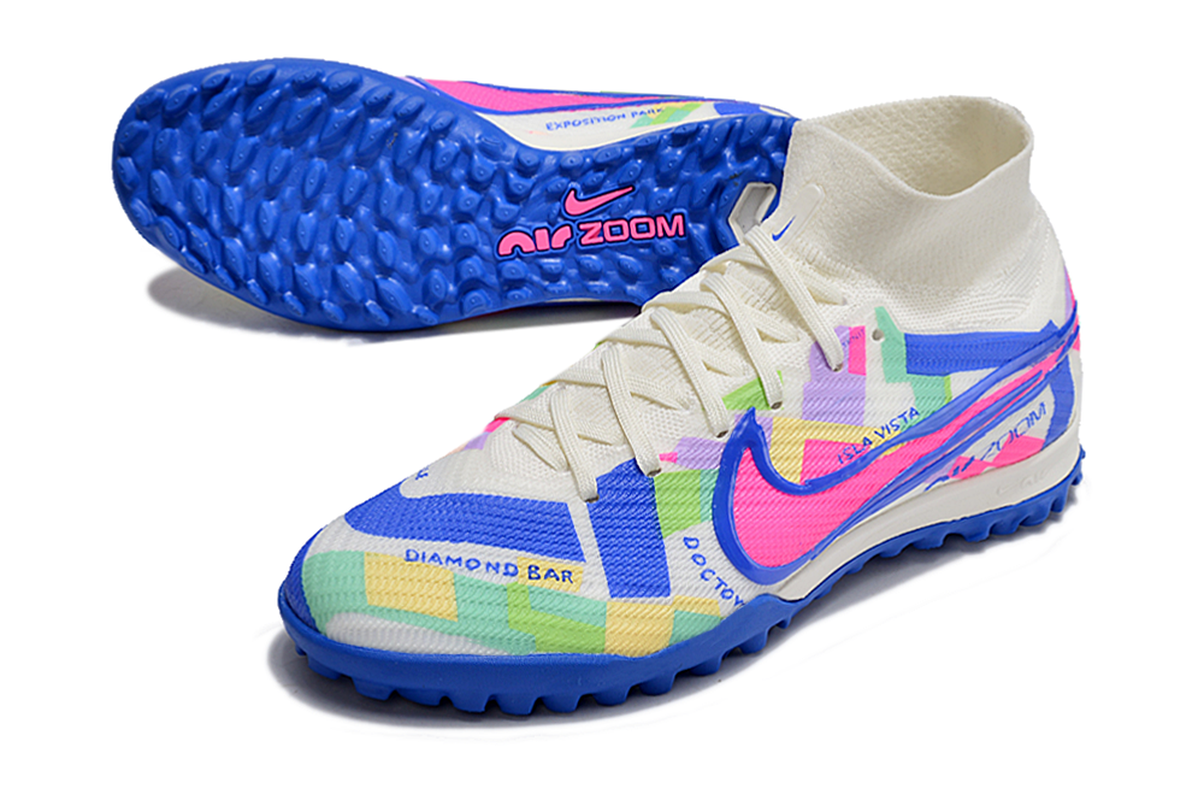 chuteira-infantil-society-nike-air-zoom-mercurial-superfly-9-elite-tf-branca-azul-e-rosa-socal-pack-5