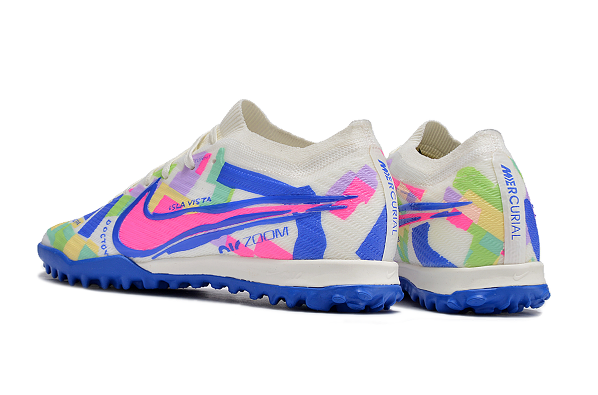 chuteira-infantil-society-nike-air-zoom-mercurial-vapor-15-elite-tf-branca-azul-e-rosa-socal-pack-4