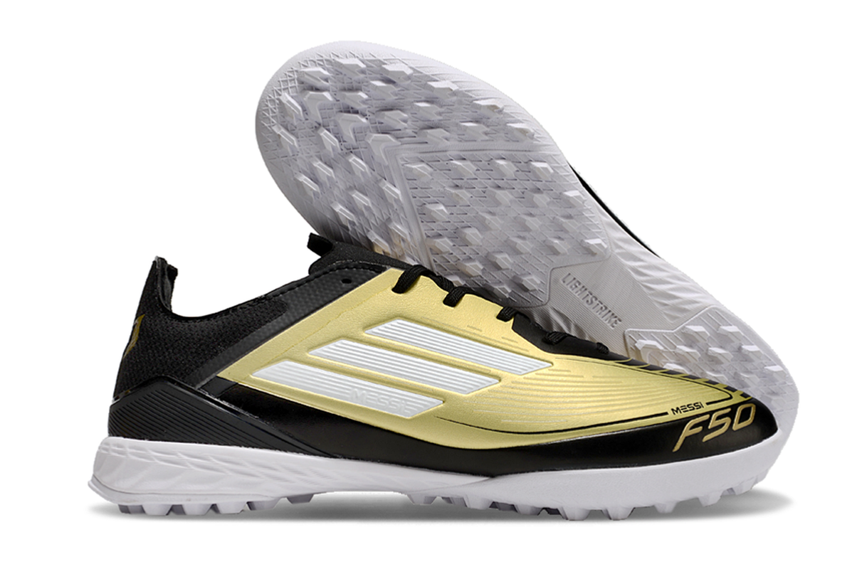 chuteira-society-adidas-f50-messi-tf-preto-e-dourado-triunfo-dorado-pack-3