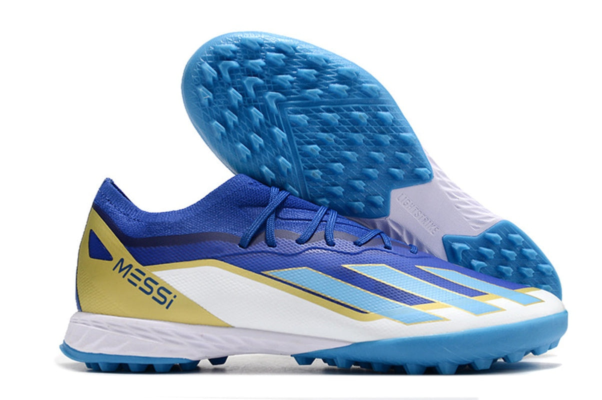 chuteira-society-adidas-x-crazrfast-messi-1-tf-azul-branca-e-dourada-spark-gen10s-3