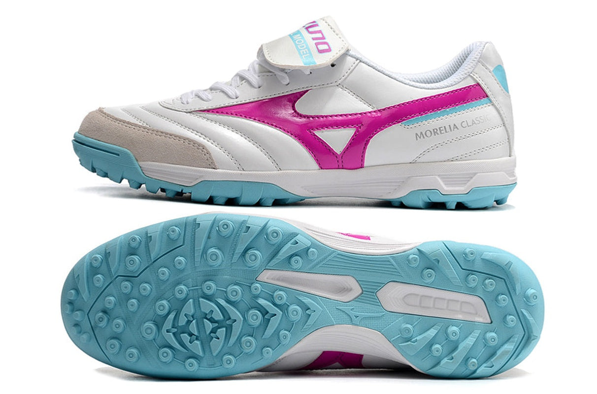 chuteira-society-mizuno-morelia-3-tf-branca-rosa-e-azul-3