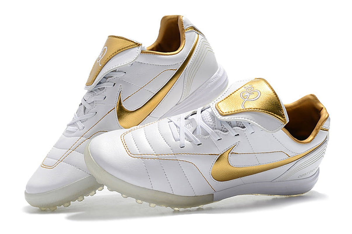chuteira-society-nike-retrô-tiempo-legend-7-elite-tf-branca-e-dourado-r10-8