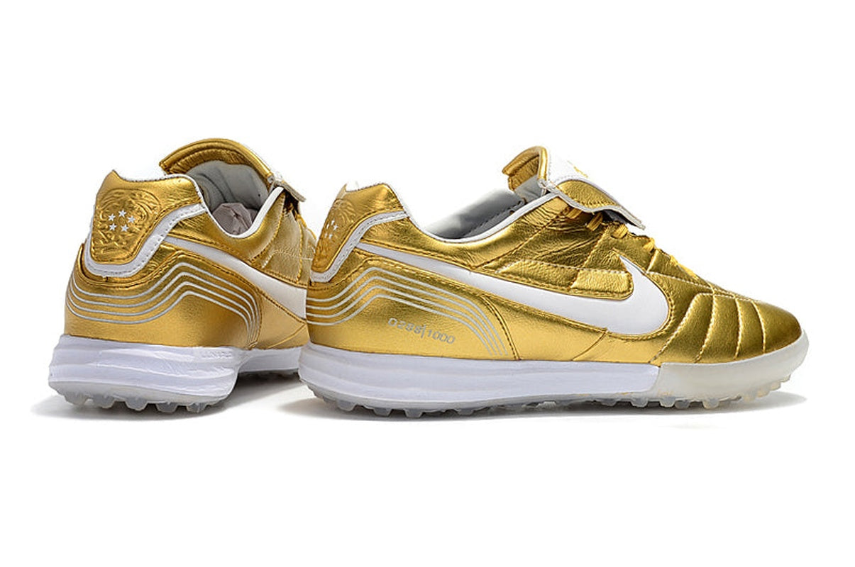 chuteira-society-nike-retrô-tiempo-legend-7-elite-tf-dourado-e-branco-r10-4
