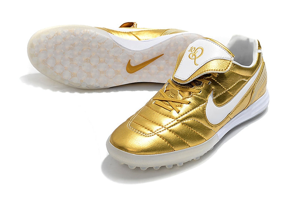chuteira-society-nike-retrô-tiempo-legend-7-elite-tf-dourado-e-branco-r10-5