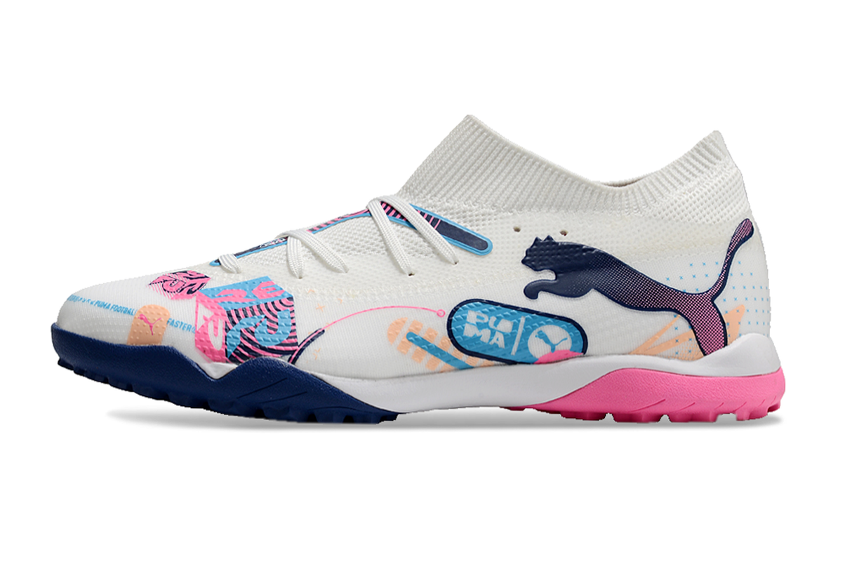 chuteira-society-puma-future-7-tf-branca-azul-e-rosa-volume-up-pack-1