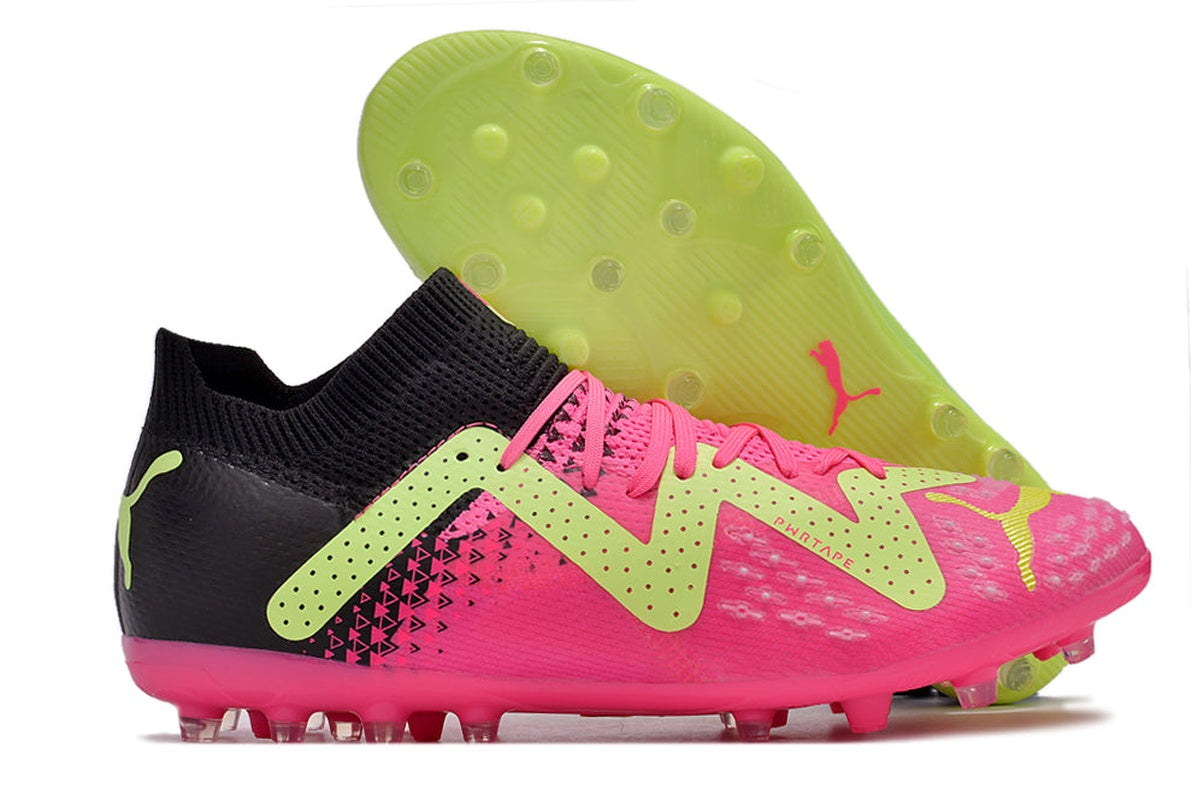 chuteira-society-puma-future-ultimate-mg-preta-verde-e-rosa-tricks-pack-6