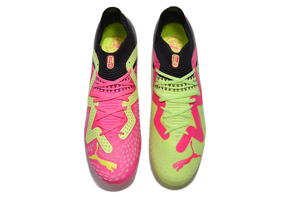 chuteira-society-puma-future-ultimate-mg-preta-verde-e-rosa-tricks-pack-7