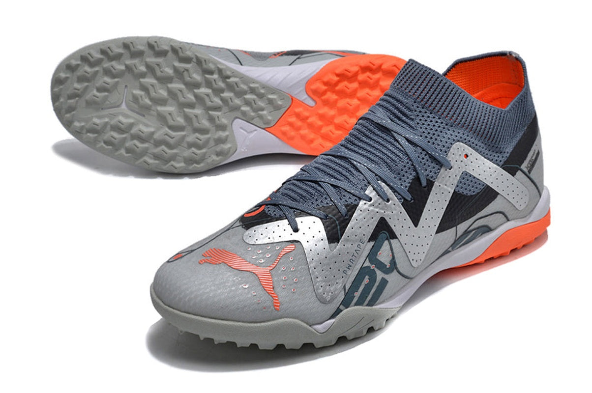 chuteira-society-puma-future-ultimate-tf-branca-prata-e-laranja-astronaut-pack-3