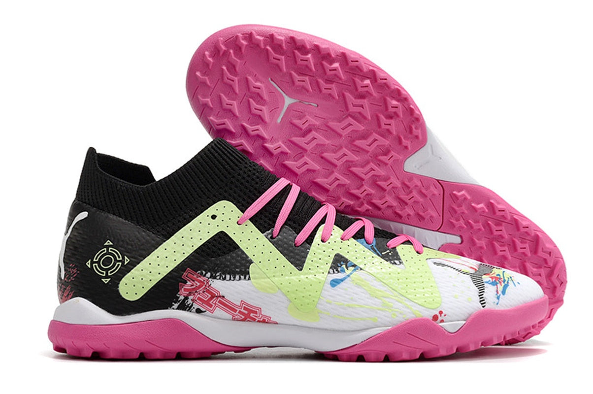 chuteira-society-puma-future-ultimate-tf-preta-branca-e-rosa-powercat-tokyo-pack-7