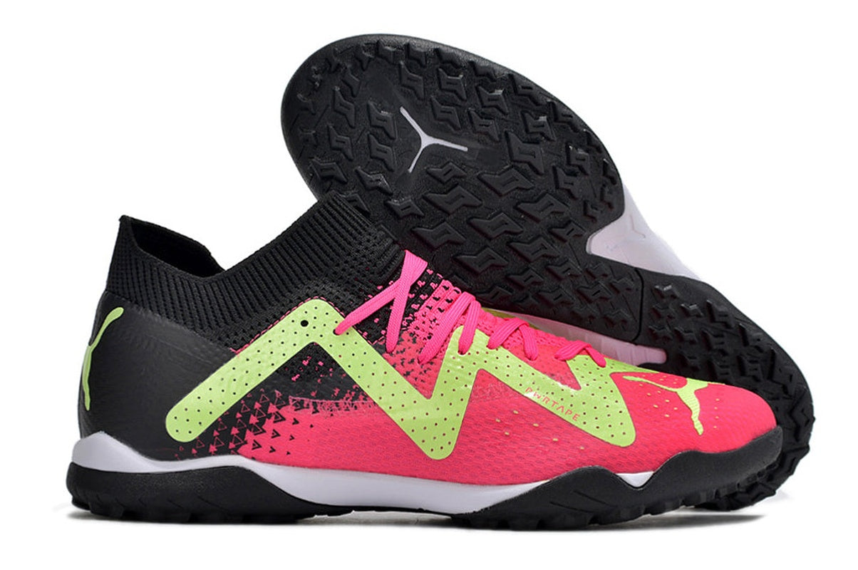 chuteira-society-puma-future-ultimate-tf-preta-verde-e-rosa-tricks-pack-8