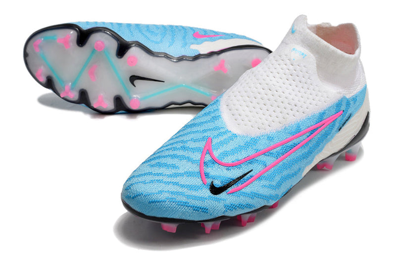 Chuteira Campo Nike Phantom GX Elite FG Branco/Azul - Cano Alto