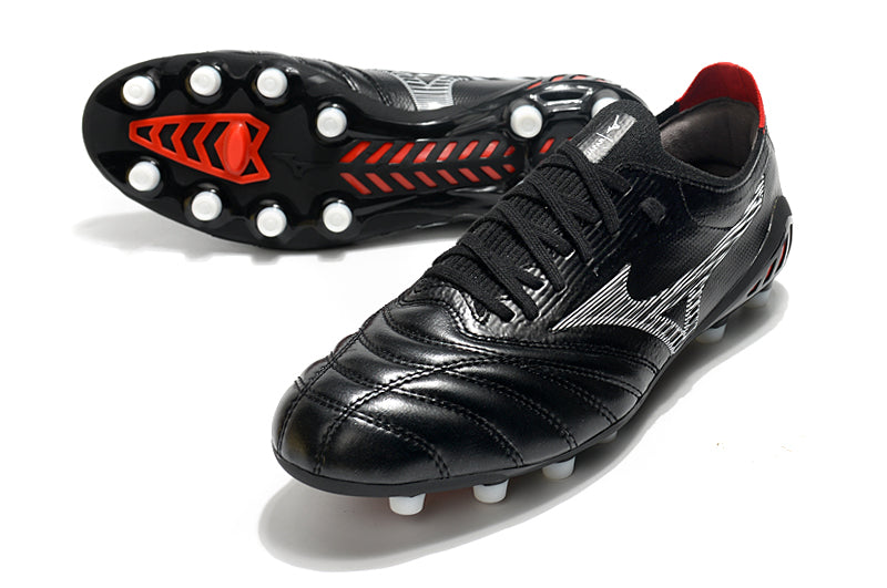 Chuteira de Campo Mizuno Morelia Neo 3 FG Black and Red - Low - Preto e Vermelho