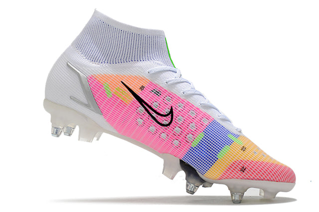 Chuteira Campo Nike Mercurial Superfly VIII Elite SG PRO Anti Clog White/Rosa - Cano Alto