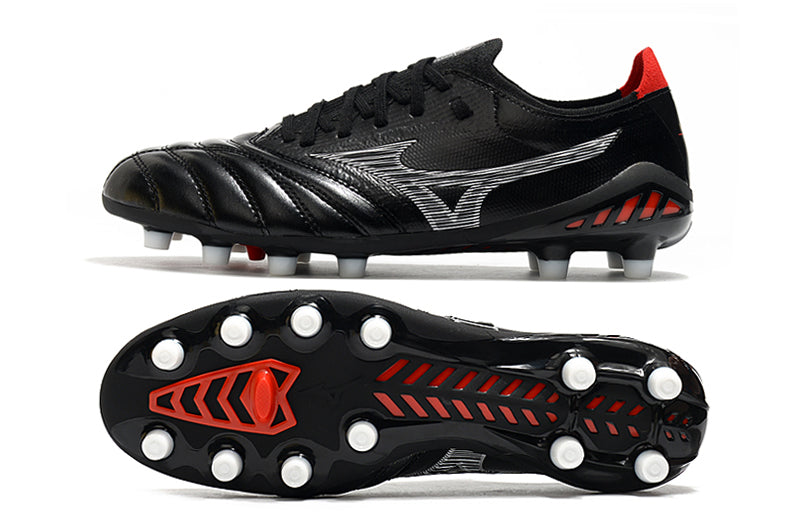 Chuteira de Campo Mizuno Morelia Neo 3 FG Black and Red - Low - Preto e Vermelho