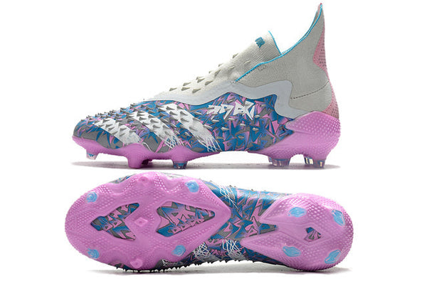 Chuteira Campo Adidas Predator Freak + FG Grey/Blue/Pink - Cano Alto