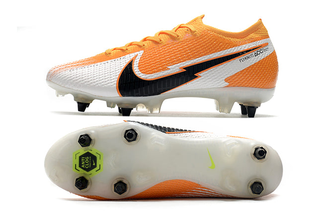 Chuteira Campo Nike Mercurial Vapor 13 Elite SG-PRO Anti Clog Branco e Laranja