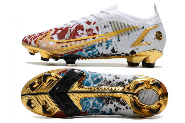 Chuteira Campo Nike Mercurial Vapor 14 Elite FG Gold/Red - Low