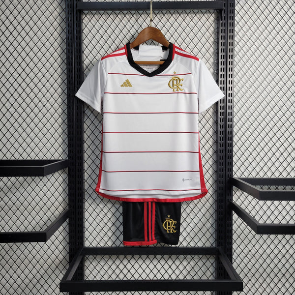 Kit Infantil Flamengo II 23/24 Adidas - Branco e Dourado