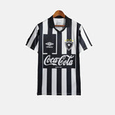 Camisa Botafogo I Retrô 1997 Torcedor Masculina - Branca com listras pretas com patrocínio da Coca Cola