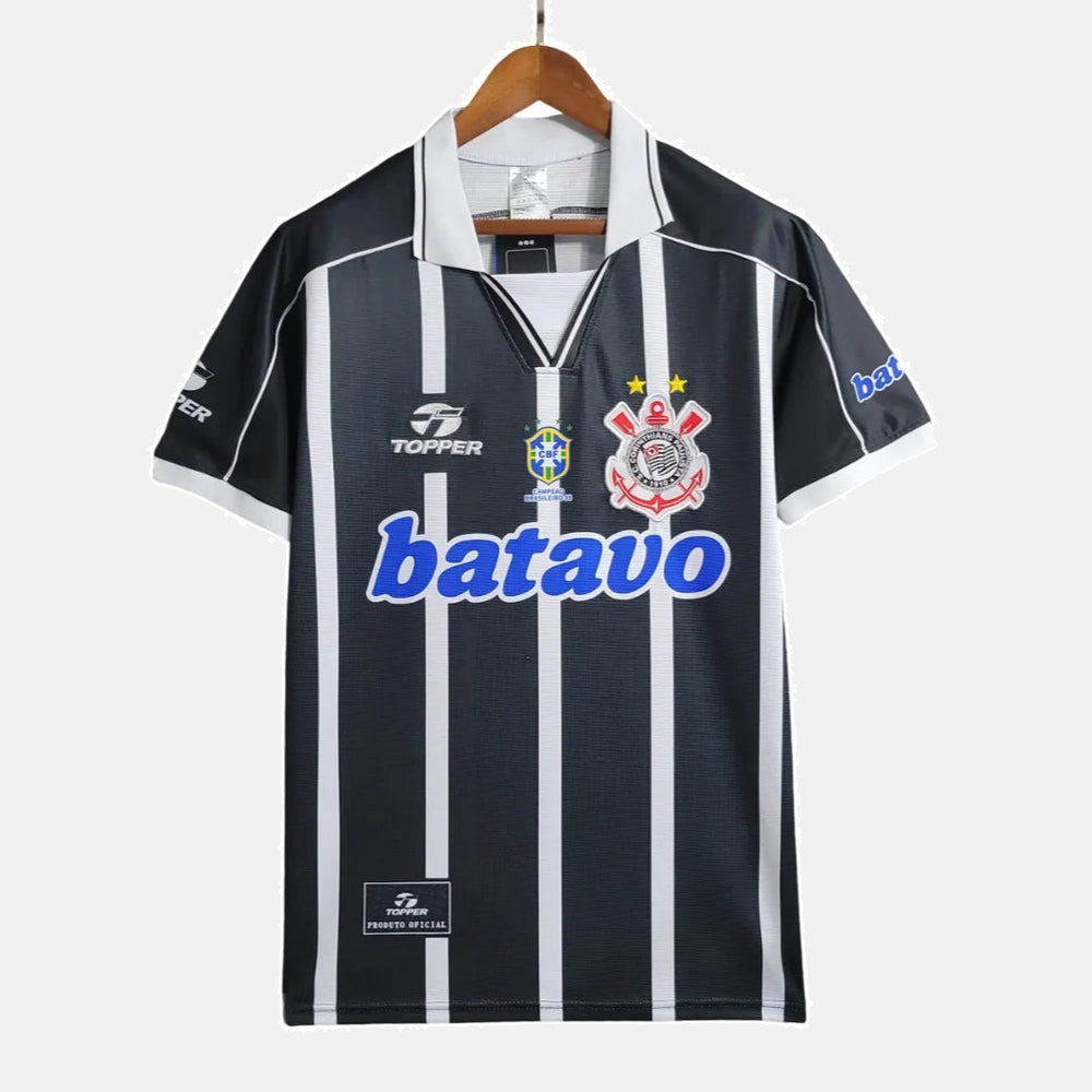Camisa Corinthians Retrô 1999 Away Batavo Masculina - Preta e Branca