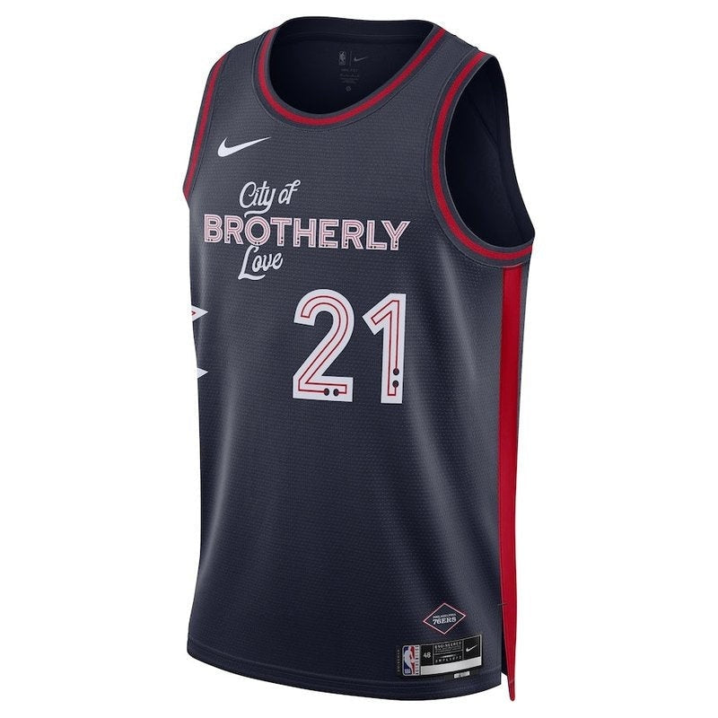 camisa-nba-joel-embiid-philadelphia-76ers-23-24-azul-marinho-edição-cidade-2