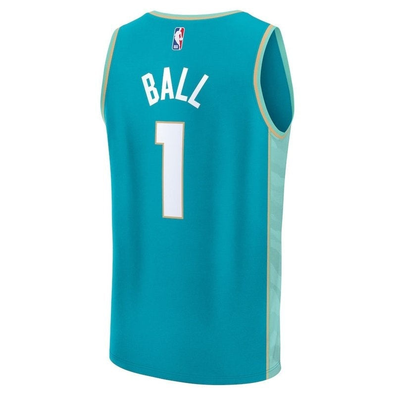 camisa-nba-lamelo-ball-charlotte-hornets-fanatics-branded-23-24-fast-break-azul-petróleo-edição-cidade-3
