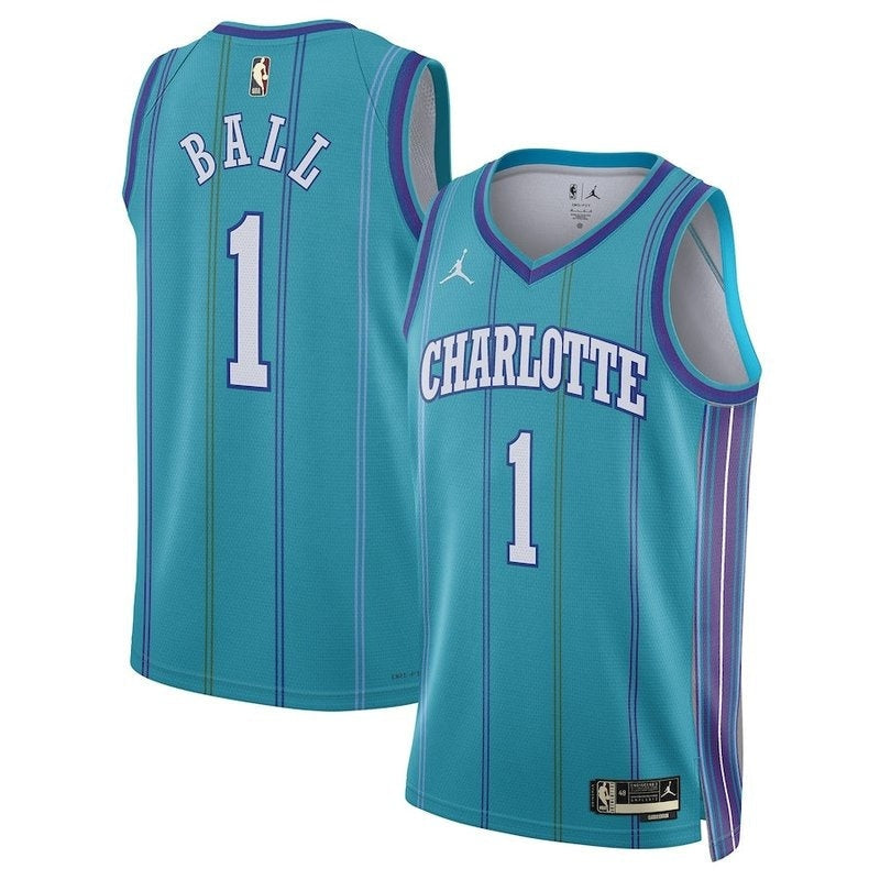 camisa-nba-lamelo-ball-charlotte-hornets-jordan-brand-23-24-edição-clássica-azul-petróleo-1