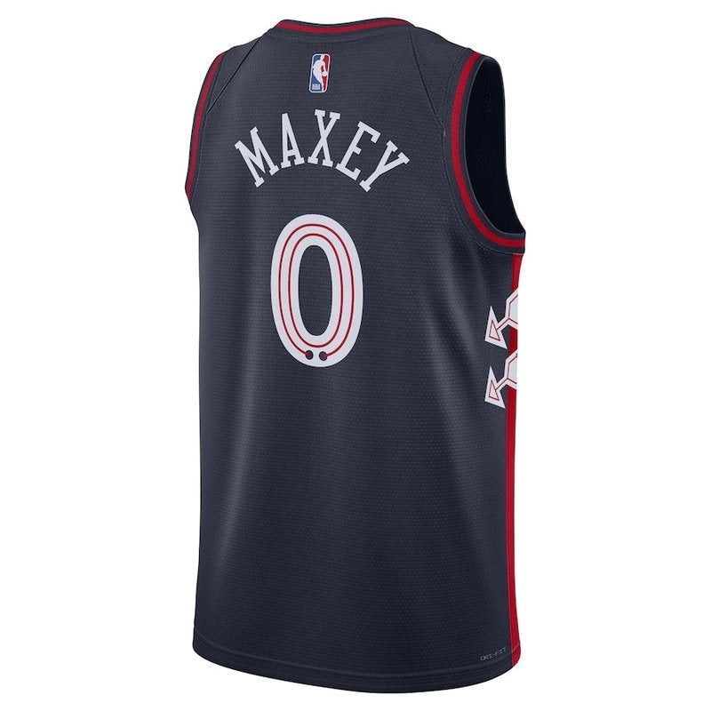 camisa-nba-tyrese-maxey-philadelphia-76ers-23-24-azul-marinho-edição-cidade-3