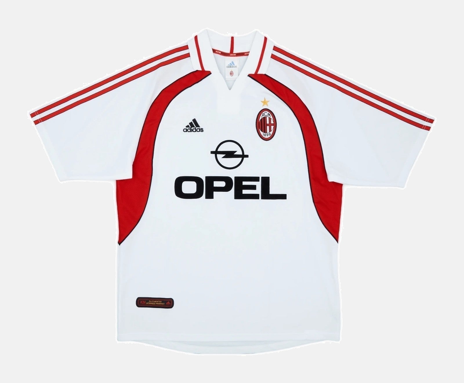 Camisa Retrô AC Milan Away 2001/02 Masculino Adidas - Branco e Vermelho