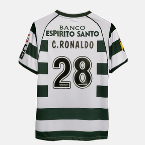 Camisa Retrô Sporting Portugal Home Reebok 2002/03 Masculino Verde e Branco