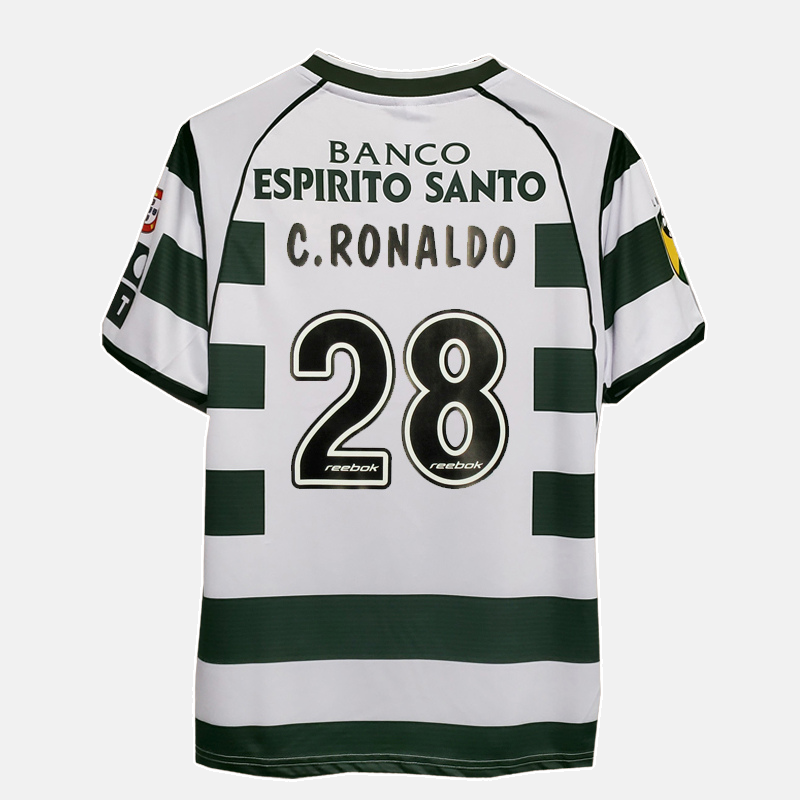 Camisa Retrô Sporting Portugal Home Reebok 2002/03 Masculino Verde e Branco
