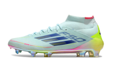 chuteira-campo-adidas-f50-cano-médio-fg-azul-rosa-e-amarelo-olympic-boot-pack-1