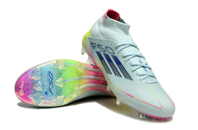 chuteira-campo-adidas-f50-cano-médio-fg-azul-rosa-e-amarelo-olympic-boot-pack-4