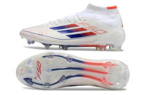 chuteira-campo-adidas-f50-cano-médio-fg-branca-azul-e-laranja-advancement-pack-2